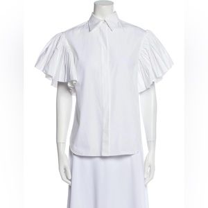 Sara Battaglia // ruffle sleeve // shirt // button down // crisp white